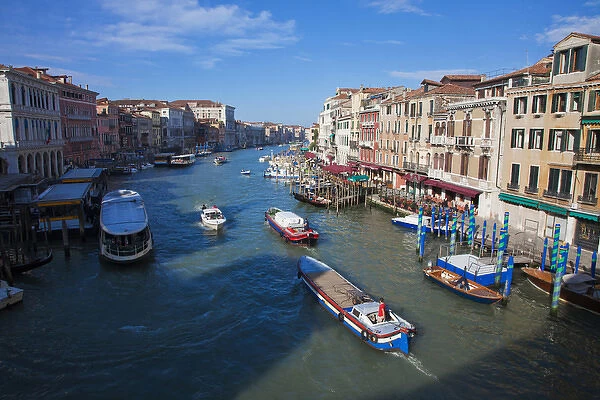 Europe; Italy; Venice; View From Rialto Bridge of Daily Merchant Trafic