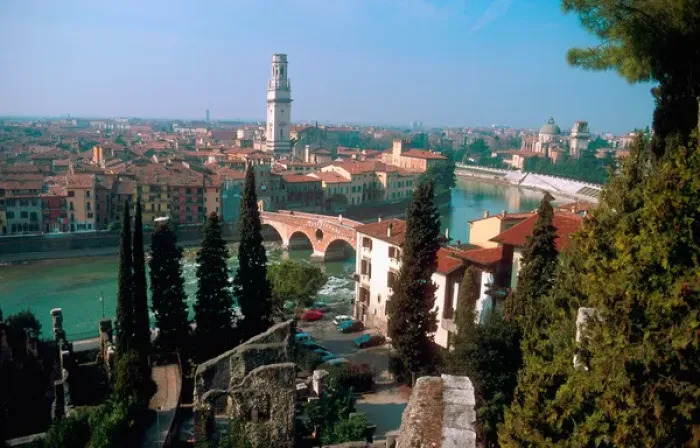 Framed Print : Europe, Italy, Verona. The Adige River