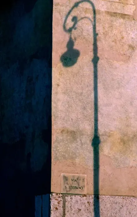 Framed Print : Europe, Italy, Verona. Shadow of street lamp on wall