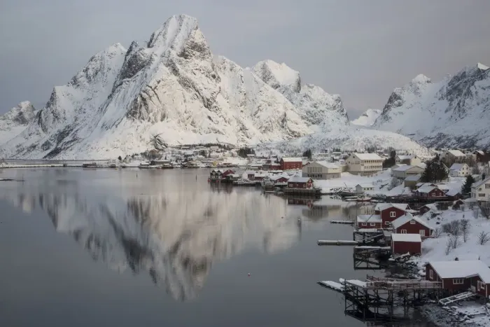 Framed Print : Europe, Lofoten Islands, Moskenesoya, Reine, Norway