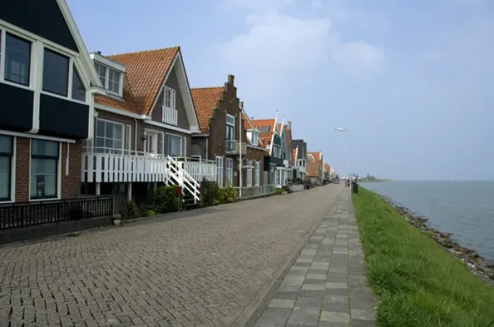 Framed Print : Europe, The Netherlands (aka Holland), Volendam. Popular picturesque fishing village