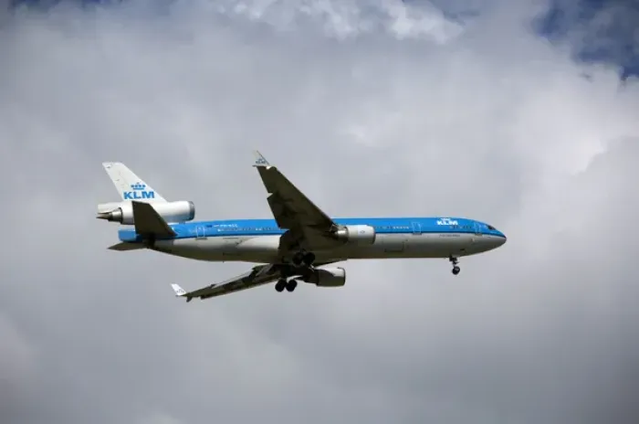 Framed Print : Europe, The Netherlands (aka Holland), Amsterdam. Amsterdam airport. KLM airplane