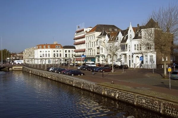 Europe, The Netherlands (aka Holland), Zeeland, Middelburg. City views from canal
