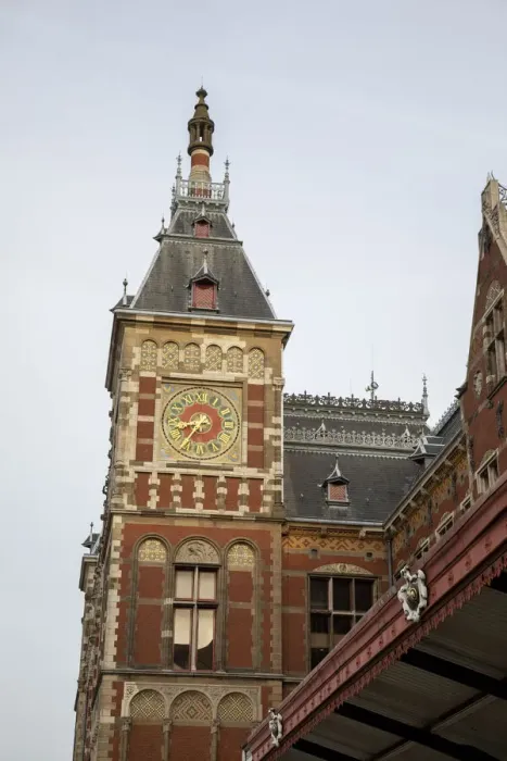Framed Print : Europe, Netherlands, Amsterdam. Looking up at clock tower of Central Station Framed Print : Europe, Netherlands, Amsterdam. Looking up at clock tower of Central Station