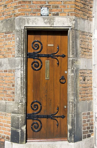 Europe, Netherlands, Gelderland, Nijmegen, detail of door outside portal to St. Stevenskerk