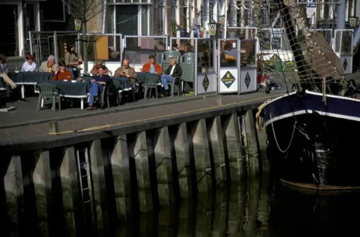 Framed Print : Europe, Netherlands, Harlingen. Inner harbor
