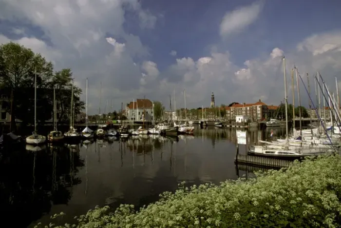 Framed Print : Europe, Netherlands, Middleburg. Inner harbor