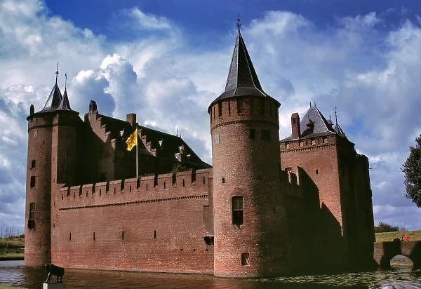 Europe, Netherlands, Muiden. The red brick castle at Muiden is the most visited in the Netherlands