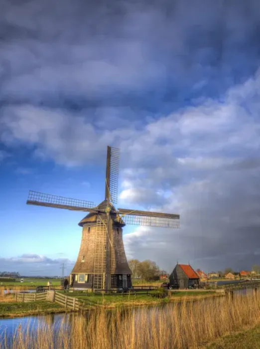 Framed Print : Europe; Netherlands; Nord Holland; Windmill along canal of Nord Holland Framed Print : Europe; Netherlands; Nord Holland; Windmill along canal of Nord Holland