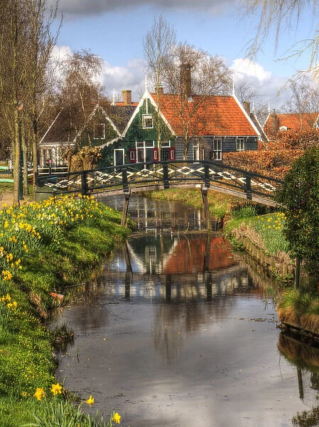 Europe; Netherlands; Zaandam; Traditional architecture in Zaanse Schans Museum. Zaandam