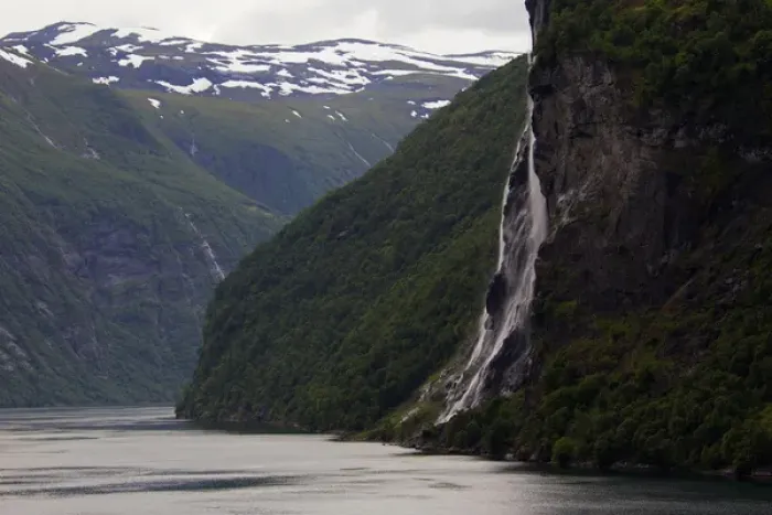 Framed Print : Europe, Norway, Geiranger. Bridal Veil Falls view from cruise Framed Print : Europe, Norway, Geiranger. Bridal Veil Falls view from cruise
