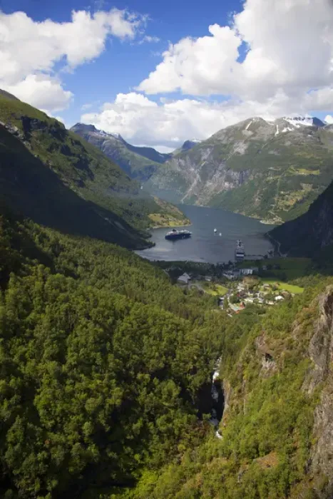Framed Print : Europe, Norway, Geiranger. View of Geiranger Fjord