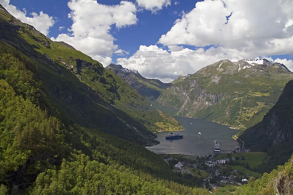 Europe, Norway, Geiranger. View of Geirganger Fjord