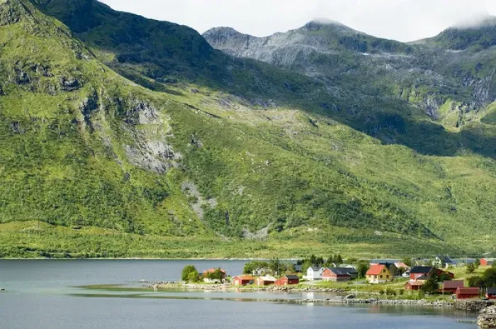 Framed Print : Europe, Norway, Lofoten. View of Liland