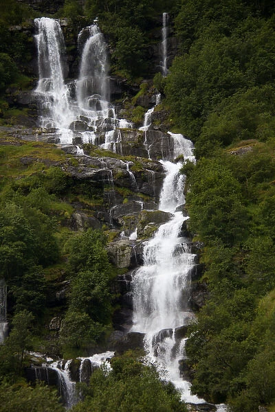 Europe, Norway, Olden. Volefossen Waterfall in Jostedalsbreen National Park