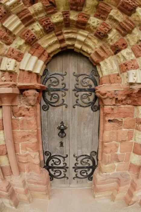 Framed Print : Europe, The Orkney Islands, Kirkwall. Wooden doors of medieval Cathedral of St. Magnus