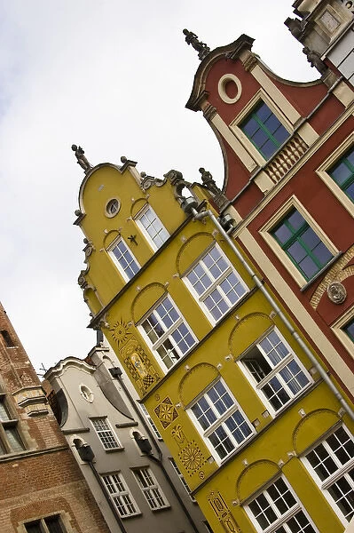 Europe, Poland, Gdansk. Detail of Old Town row houses