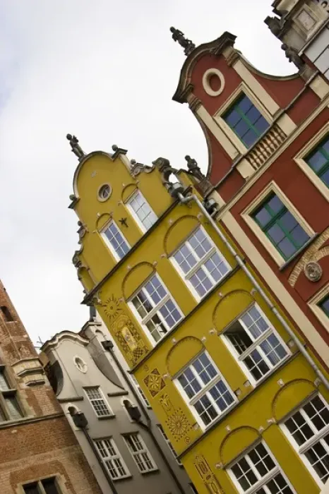 Framed Print : Europe, Poland, Gdansk. Detail of Old Town row houses