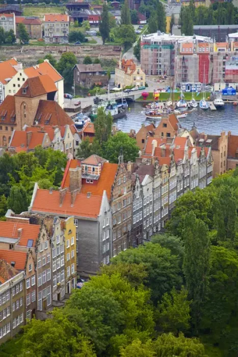 Framed Print : Europe, Poland, Gdansk. Overview of buildings and bay Framed Print : Europe, Poland, Gdansk. Overview of buildings and bay