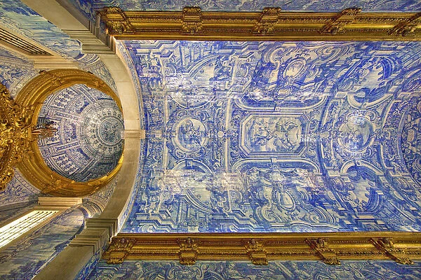 Europe, Portugal, Almancil. Ceiling of St
