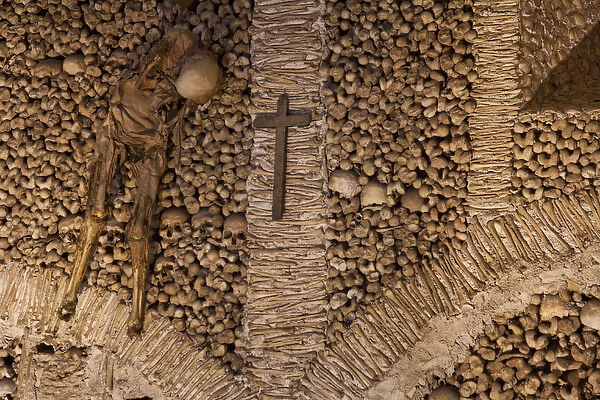 Europe, Portugal, Evora. Chapel of Bones inside San Francisco Church