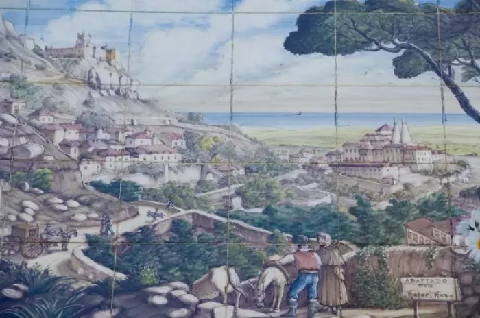 Framed Print : Europe, Portugal. Historic town of Sintra about 1 hour from Lisbon. Traditional Portuguese Framed Print : Europe, Portugal. Historic town of Sintra about 1 hour from Lisbon. Traditional Portuguese