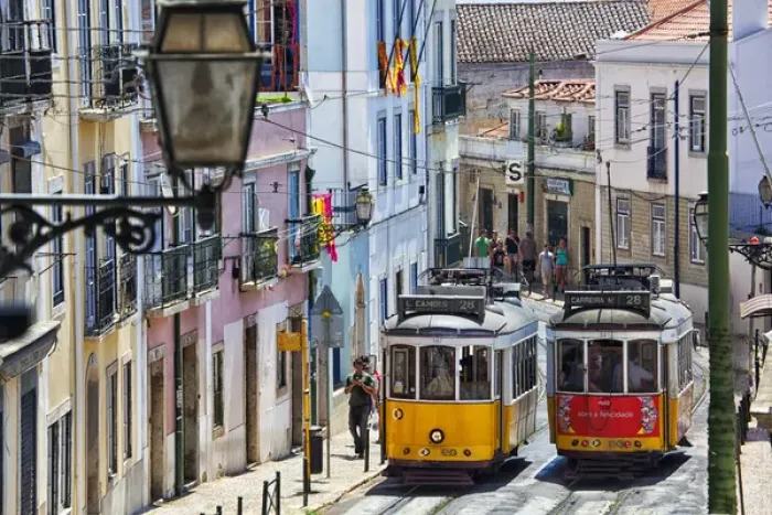 Framed Print : Europe, Portugal, Lisbon. Lisbon transportation; Famous Old Lisbon Cable Car