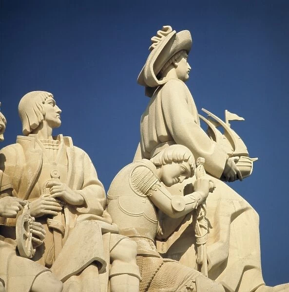 Europe, Portugal, Lisbon. The Monument to the Discoveries is located near Lisbon, Portugal