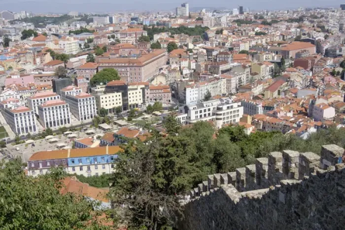 Framed Print : Europe, Portugal, Lisbon. Street scenes inside the walls of the Sao Jorge Castle is Framed Print : Europe, Portugal, Lisbon. Street scenes inside the walls of the Sao Jorge Castle is