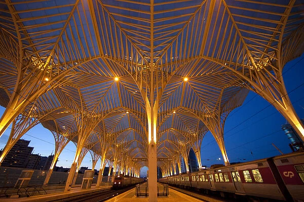 Europe, Portugal, Lisbon. View of modern architecture at Oriente Station. Credit as