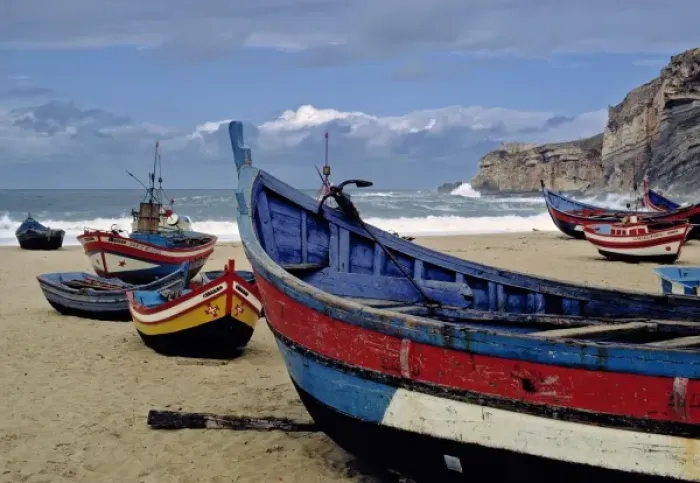 Framed Print : Europe, Portugal, Nazare. All the boats are on shore during a stormy day in Nazare, Portugal Framed Print : Europe, Portugal, Nazare. All the boats are on shore during a stormy day in Nazare, Portugal