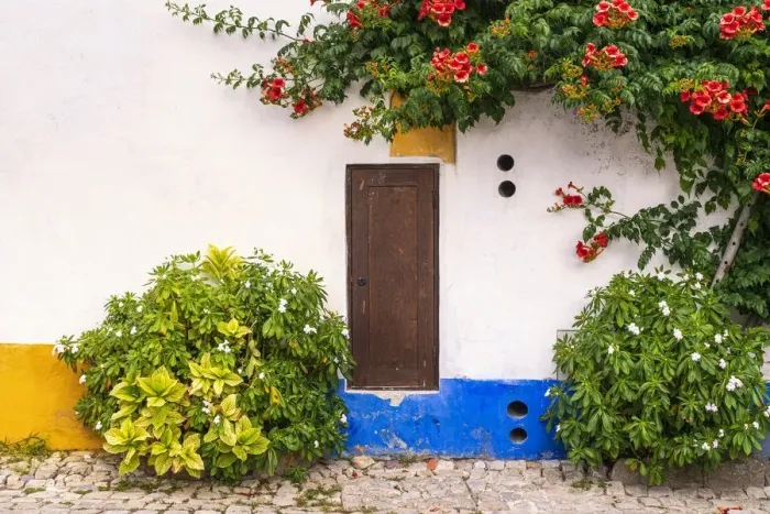 Framed Print : Europe, Portugal, Obidos. Colorful house Framed Print : Europe, Portugal, Obidos. Colorful house