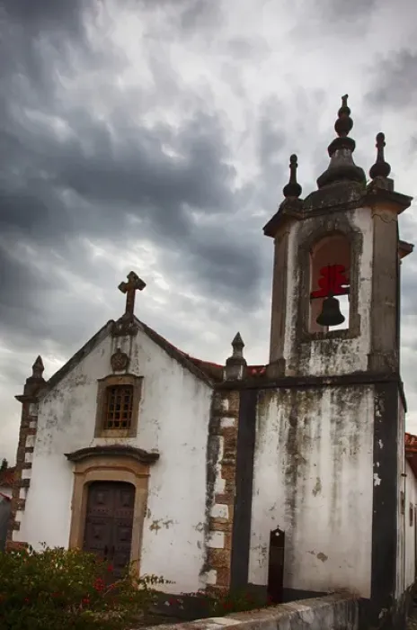 Framed Print : Europe; Portugal; Obidos; Igreja de Sao Pedro Church, Obidos with clouds above