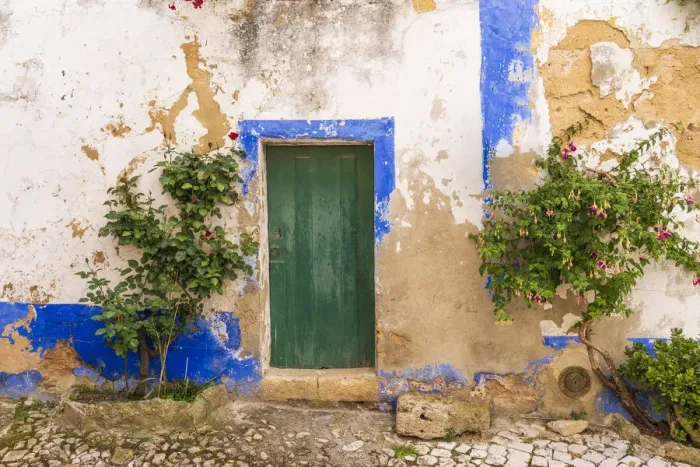 Framed Print : Europe, Portugal, Obidos. Weathered house exterior Framed Print : Europe, Portugal, Obidos. Weathered house exterior