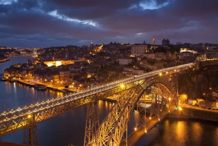 Framed Print : Europe, Portugal, Porto. Dom Luis I Bridge lit at night Framed Print : Europe, Portugal, Porto. Dom Luis I Bridge lit at night