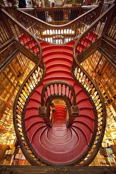 Europe, Portugal, Porto. Stairway in Lello Book Store