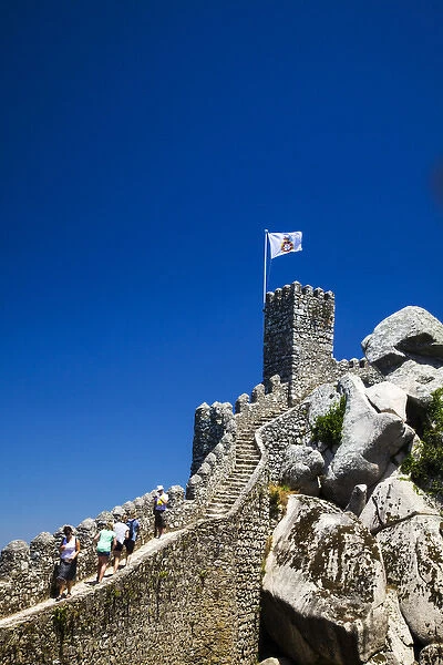 Europe; Portugal; Sintra; Castelo dos Mouros and Quinta da Regaleira Hike along wall