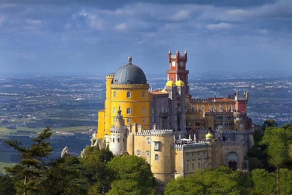 Europe, Portugal, Sintra. Overview of Pena Palace