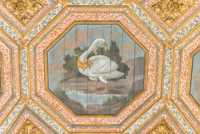 Framed Print : Europe, Portugal, Sintra, Sintra National Palace, Swan Hall ceiling