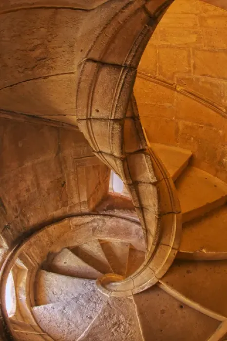 Framed Print : Europe; Portugal; Tomar; Spiral Stone Staircase in Convento de Cristo Framed Print : Europe; Portugal; Tomar; Spiral Stone Staircase in Convento de Cristo