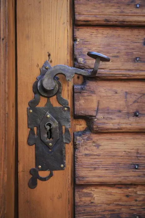 Framed Print : Europe, Romania, Brasov. Door handle, key hole Framed Print : Europe, Romania, Brasov. Door handle, key hole