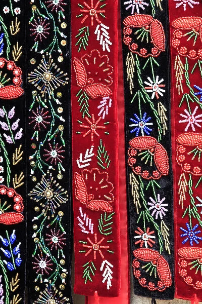 Europe, Romania. Brasov. Traditional stitching and embroidery