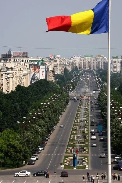 Europe. Romania. Bucharest. The view of B-dul Unirii Boulevard from the main balcony