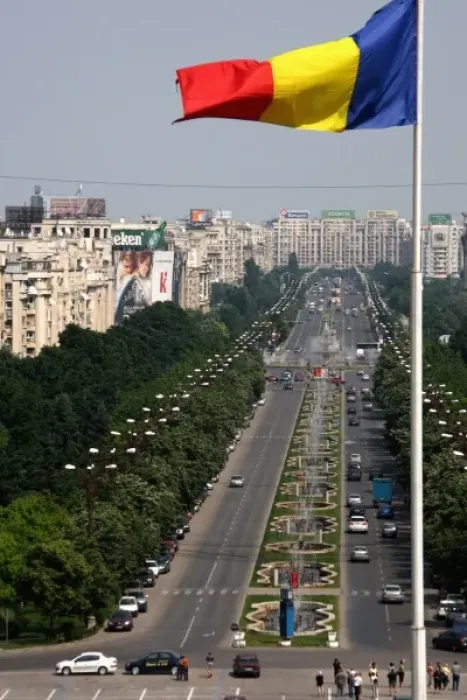 Framed Print : Europe. Romania. Bucharest. The view of B-dul Unirii Boulevard from the main balcony Framed Print : Europe. Romania. Bucharest. The view of B-dul Unirii Boulevard from the main balcony