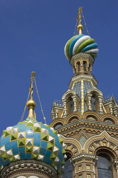Europe, Russia, St. Petersburg. Two towers of Church of the Savior on the Spilled Blood
