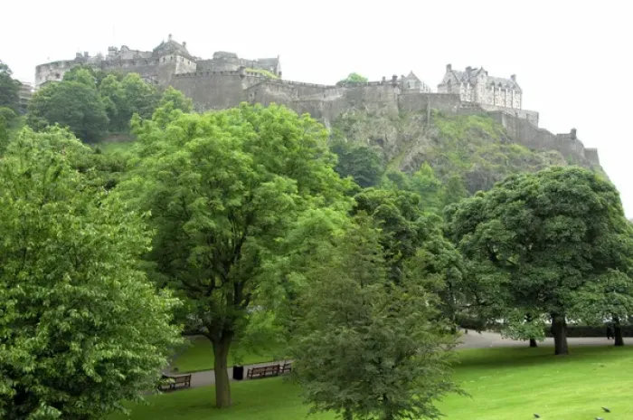 Framed Print : Europe, Scotland, Edinburgh. View of Edinburgh Castle from the Princess Street Gardens