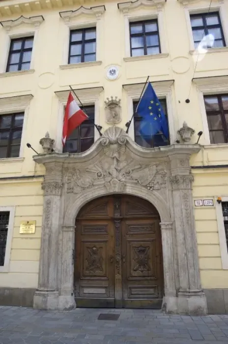 Framed Print : Europe, Slovakia, Bratislava, exterior of Austrian Embassy