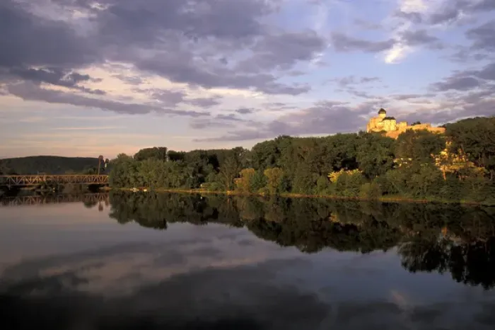 Framed Print : Europe, Slovakia, West Slovakia, Trencin Trencin Castle at sunset, reflected in Framed Print : Europe, Slovakia, West Slovakia, Trencin Trencin Castle at sunset, reflected in