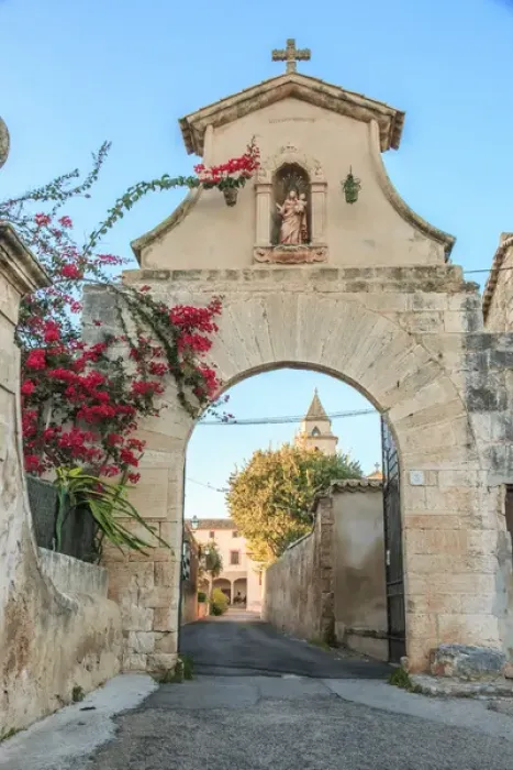 Framed Print : Europe, Spain, Balearic Islands, Mallorca, church near Possessio la Real Manor house