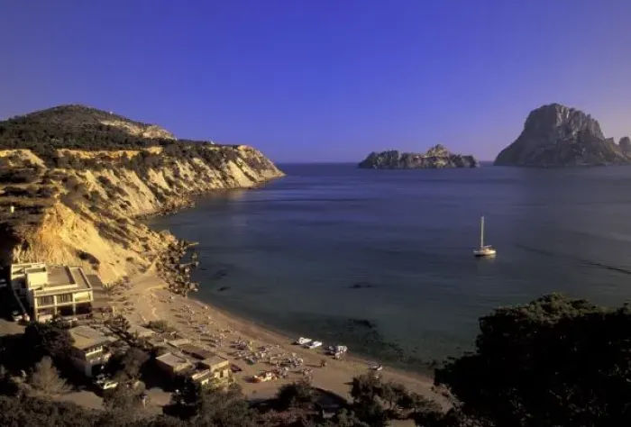 Framed Print : Europe, Spain, Balearics, Ibiza, Cala d Hort Beach view Framed Print : Europe, Spain, Balearics, Ibiza, Cala d Hort Beach view